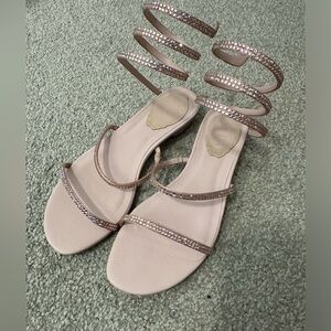 Rene Caovilla Crystal Flats Sandals Sz 36
